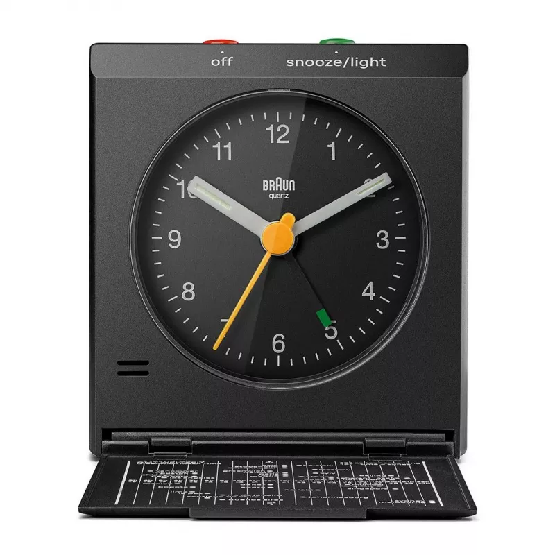 Äratuskell BRAUN BC 05 B Quartz Foldable Must — kompaktne reisikell kvartsmehhanismiga