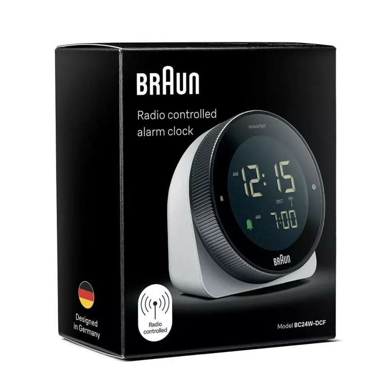 Braun BC24W-DCF seina-/lauakell Raadio teel juhitav kell Ristkülik Must, Valge
