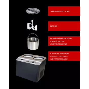Unold Doppio kompressor-jäätisemasin 2,4 l 250 W must, satiinteras