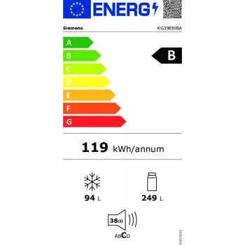Siemens iQ500 KG39E8IBA külmik-sügavkülmik eraldiseisev 343 L roostevaba teras