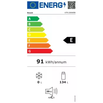 Külmik Bosch Serie 2 KTR15NWEB, eraldiseisev, 134 L, valge, K850×L560×S580 mm, energiaklass E