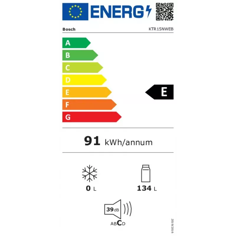 Külmik Bosch Serie 2 KTR15NWEB, eraldiseisev, 134 L, valge, K850×L560×S580 mm, energiaklass E