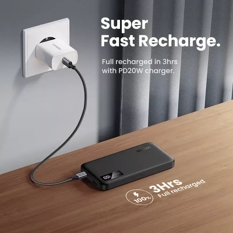 Ugreen 25742 akupank Liitium-ioon (Li-Ion) 10000 mAh Must
