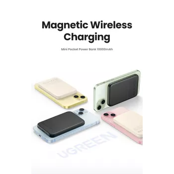Ugreen 25208 akupank 10000 mAh juhtmevaba laadimine Beež