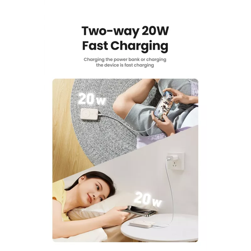 Ugreen 25208 akupank 10000 mAh juhtmevaba laadimine Beež