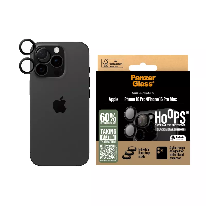 PanzerGlass ® Hoops® kaamera objektiivi kaitse must iPhone 16 Pro | 16 Pro Max
