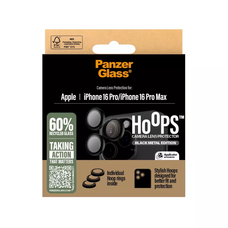 PanzerGlass ® Hoops® kaamera objektiivi kaitse must iPhone 16 Pro | 16 Pro Max