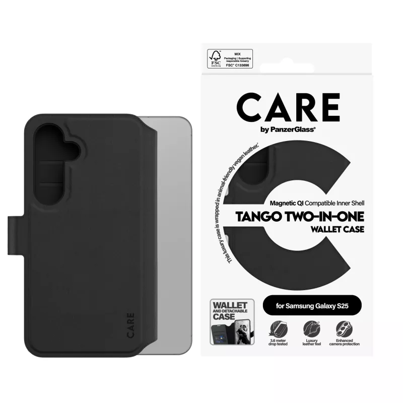 PanzerGlass CARE by Feature Case Tango Two-in-One Wallet Qi Ühilduv Samsung Galaxy S25