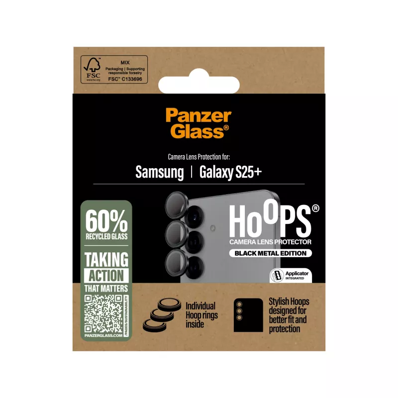 PanzerGlass ® Hoops® kaamera läätsekaitsja Must Samsung Galaxy S25+