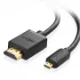 Ugreen 30104 HDMI-kaabel 3 m HDMI tüüp D (Micro) HDMI tüüp A (Standard) Must