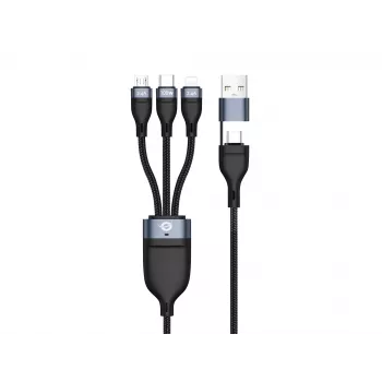 Conceptronic ETTA06B15 USB 3-in-1 PD 3.0 100W kiirlaadimiskaabel 1,5 m, 20V 5A, 480Mbps, E-Mark