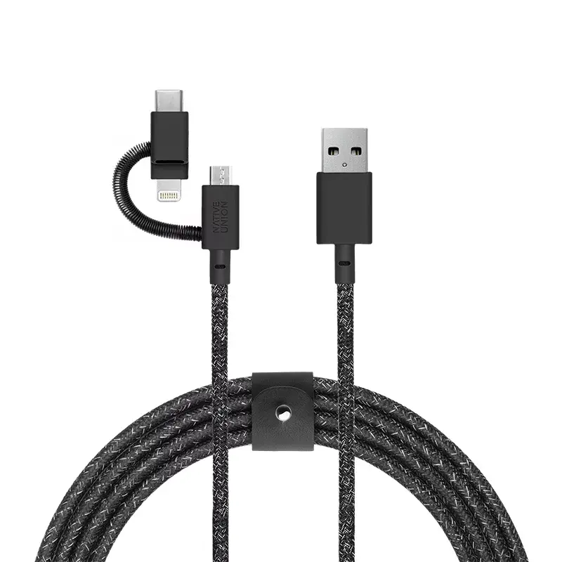 USB-kaabel Native Union BELT-ULC-CS-BLK-NP 2m USB A USB C/Micro USB A/Lightning must