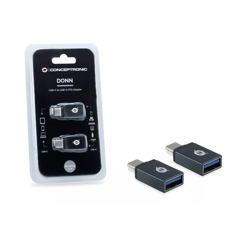 USB-C USB-A-le OTG-adapteri 2-pakk Conceptronic DONN03G