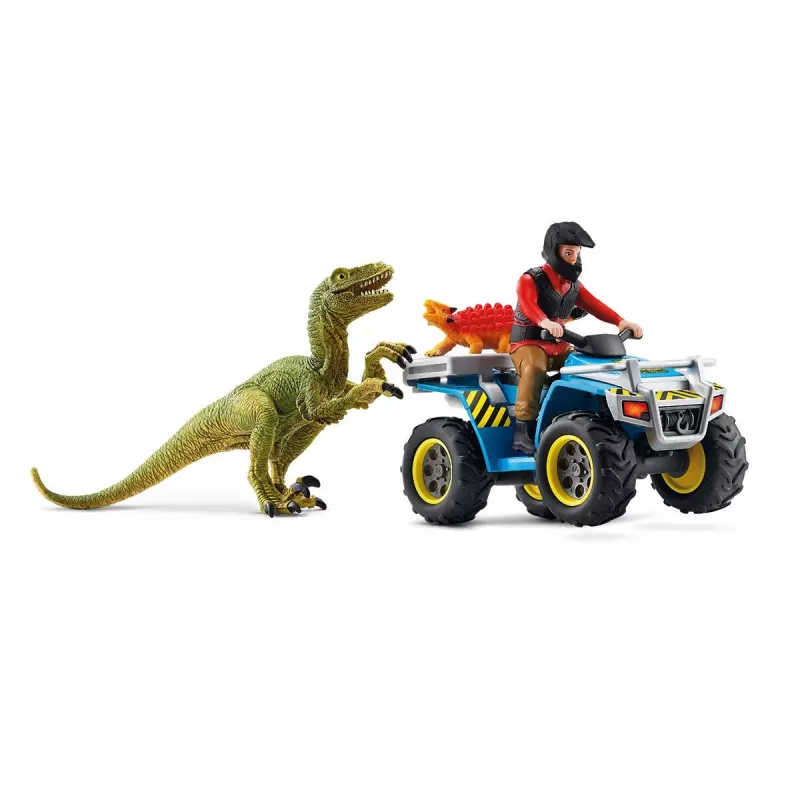 schleich Dinosaurs Quad põgenemine Velociraptori eest, Dinosaurused ja vulkaan, Uurimisjaam, 4 a, Mitmevärviline, Plastik