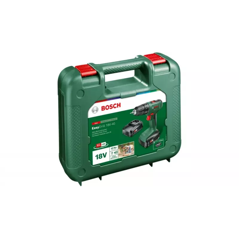 Bosch EasyDrill 18V-40 1630 RPM võtmeta 1,3 kg, must, roheline