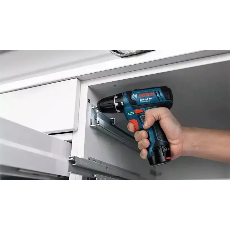 Püstolkäepidemega trell Bosch GSB 12V-15, 1300 p/min, 2 Ah aku