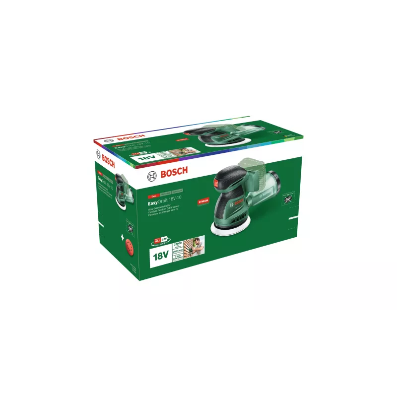 Bosch EasyOrbit 18V-10 (Baretool), ekstsentriklihvija, must, roheline, plast, Saksamaa, 23000 OPM, 1 mm