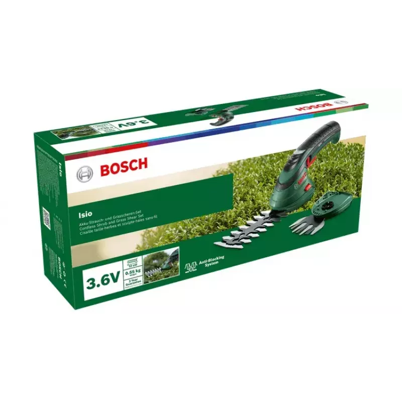 Bosch Isio akuga murukäärid 8 cm 3,6 V liitiumioon (Li-Ion) must, roheline