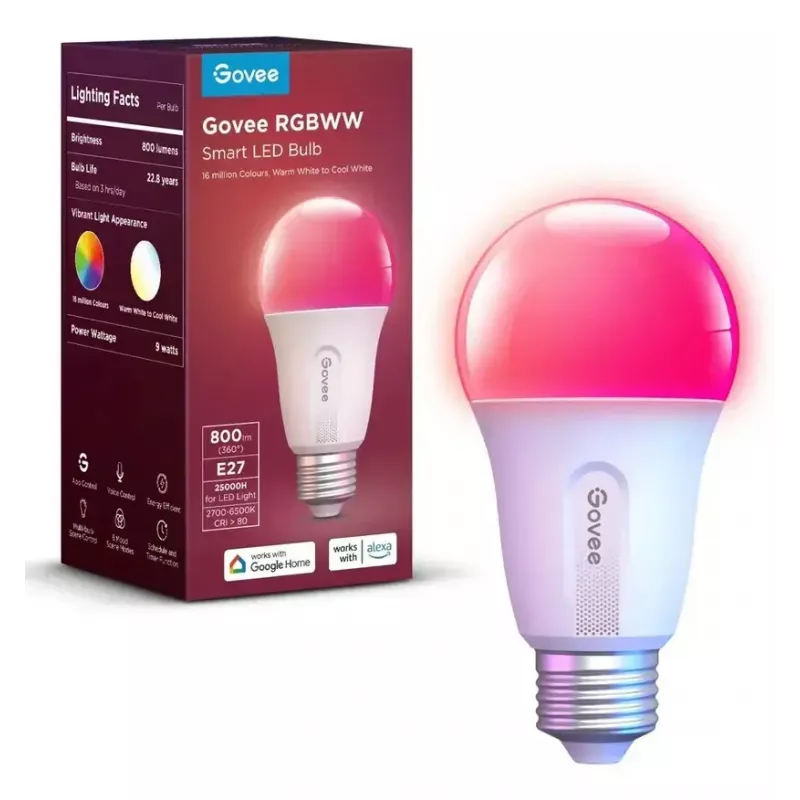 Nutipirn Govee Smart Wifi&BLE Light Bulb 800 lm — E27, 9 W, Wi‑Fi/Bluetooth, valge