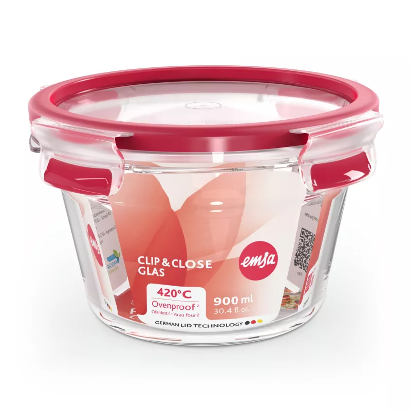 EMSA CLIP & CLOSE N10404 ümmargune karp 0,9 L läbipaistev 1 tk