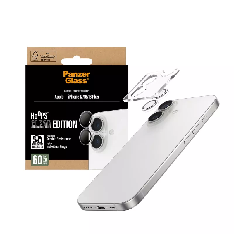 PanzerGlass ® Hoops® Kaamera objektiivi kaitse Läbipaistev iPhone 17 | iPhone 16 | 16 Plus