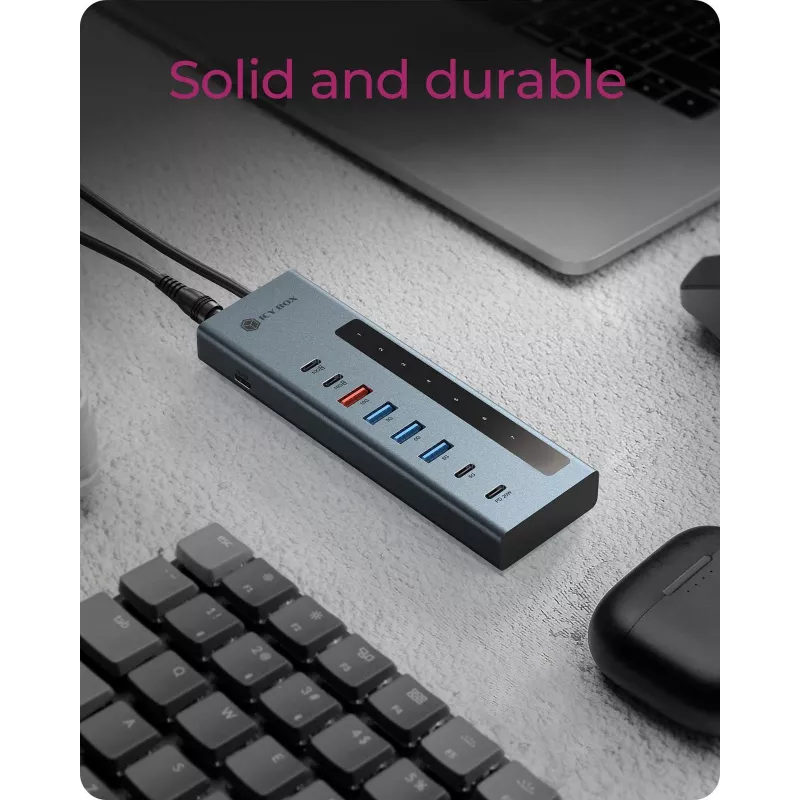 RAIDSONIC ICY BOX 9-in-1 jaotur Power Deliveryga, USB 3.2 Gen 2 USB-C/Type-A host, alumiinium, sinine