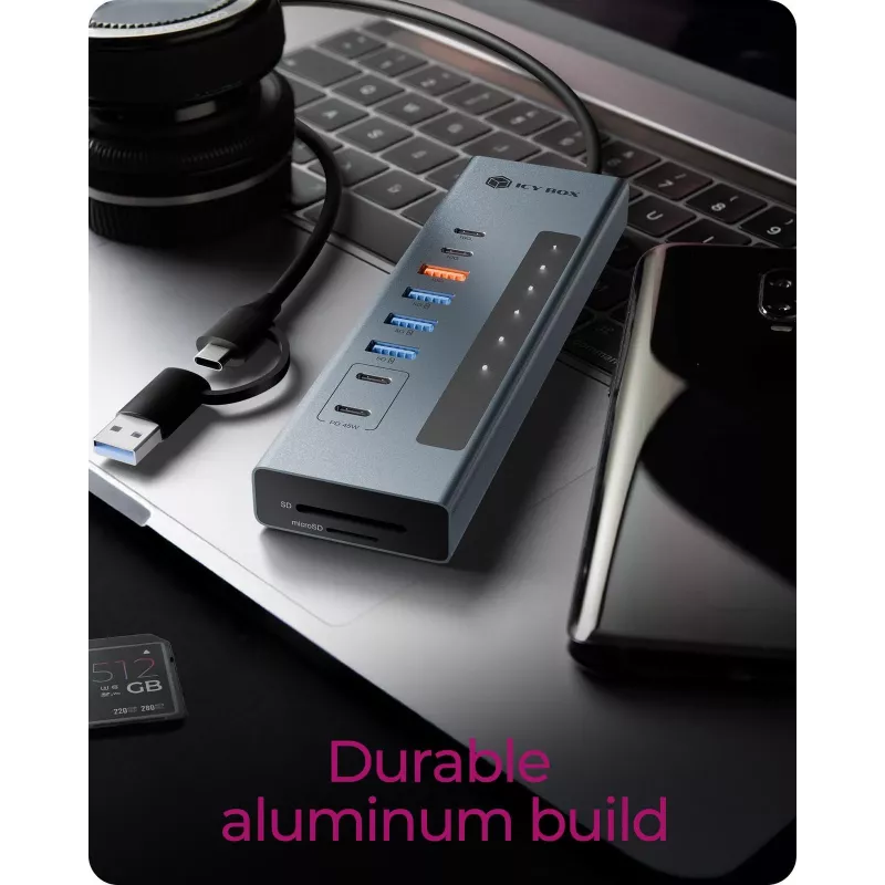 ICY BOX 11-in-1 USB USB-C hub koos kaardilugeja ja PD-ga