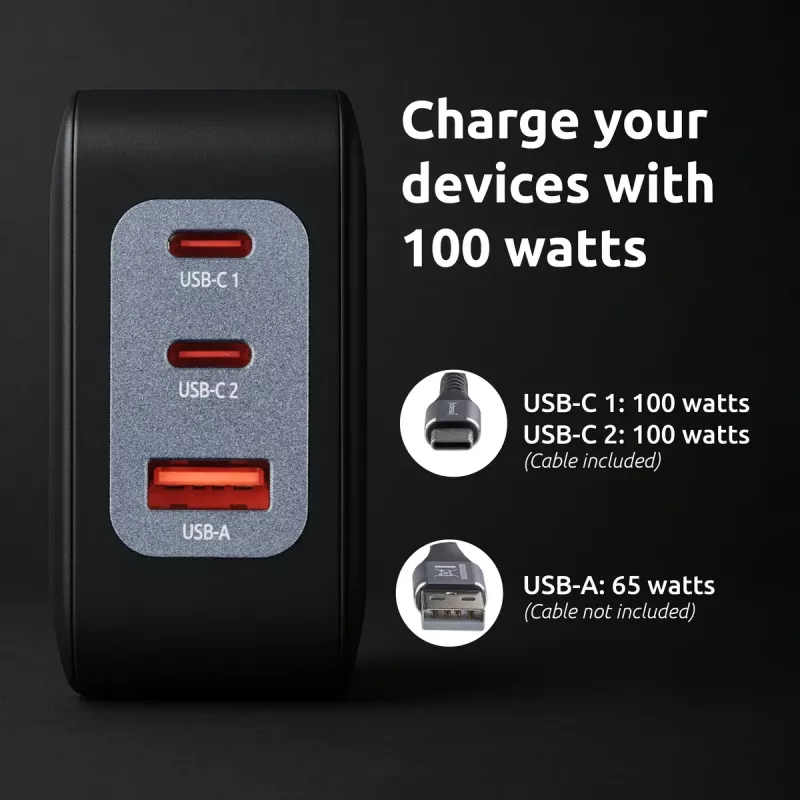 Toiteadapter Intenso W100ACC+C520C 100 W kiirlaadimine GaN must