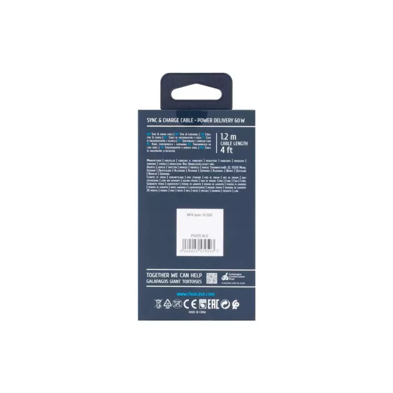 USB-kaabel Rivacase PS6105 BL12 USB 2.0 1,2m USB C sinine