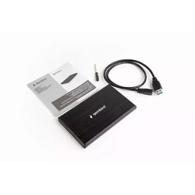 GEMBIRD EE2-U3S-3 kõvakettakorpus, 2,5-tolline SATA, 1 pesa, Micro-USB B, USB 3.2 Gen 1, kuni 2 TB, must
