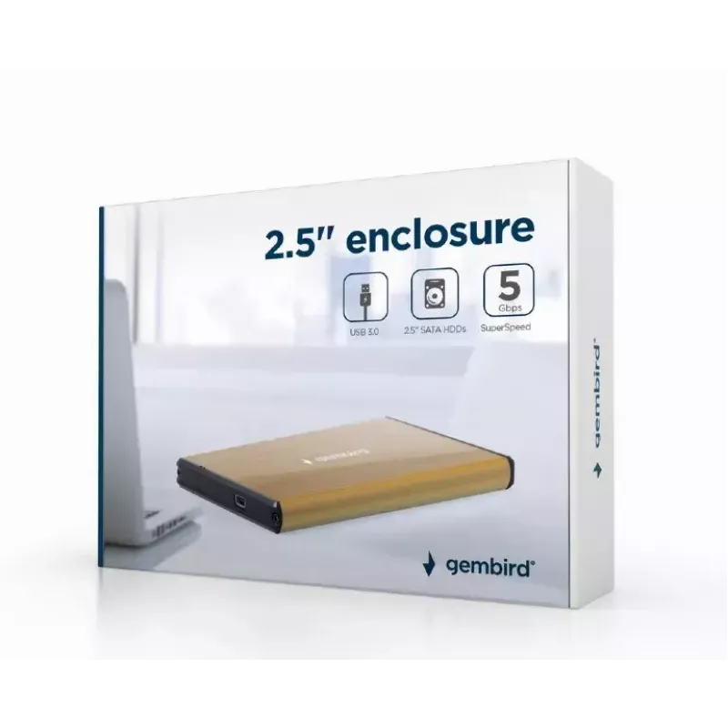 HDD-korpus Gembird EE2-U3S-3-GL 2,5-tollistele SATA-kõvaketastele, ühe pesaga, USB 3.0, kuldne