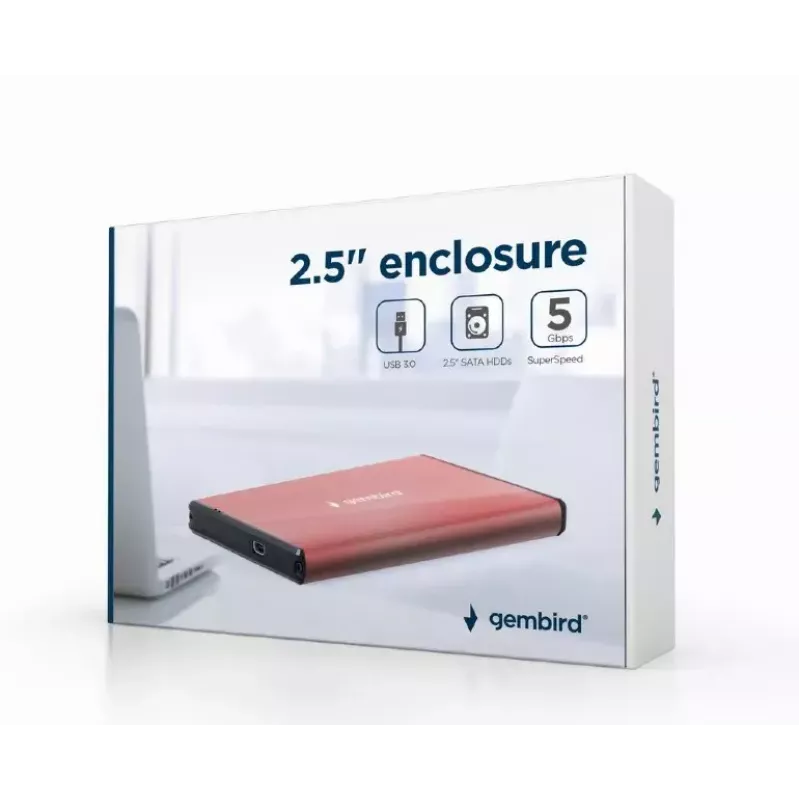 HDD-korpus Gembird EE2-U3S-3-P 2,5-tollistele SATA-kõvaketastele, ühe pesaga, 5 Gbit/s, roosa