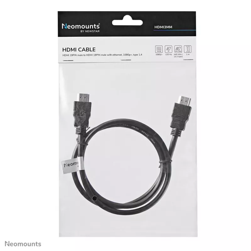 Neomounts HDMI3MM HDMI-kaabel - 1 meeter, 1 m, HDMI tüüp A (standardne), HDMI tüüp A (standardne), 10,2 Gbit/s, Must
