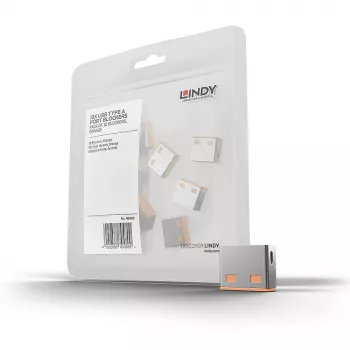 Lindy USB-pordi blokeerija (ilma võtmeta) – pakendis 10 tk, värvikood: oranž