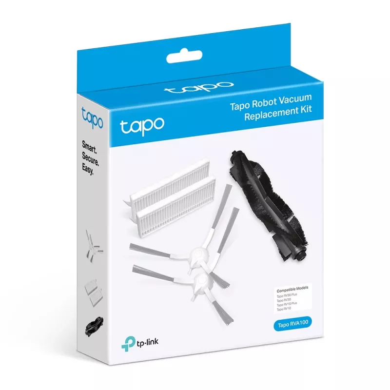 Tarvikukomplekt TP-Link Tapo RVA100 robotolmuimejale — 2 pestavat HEPA-filtrit, peahari, 2 külgharja (must/valge)