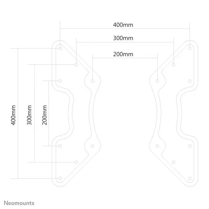 NEWSTAR VESA üleminekuplaat VESA 200x200-lt 400x200-le, 400x400 - Must