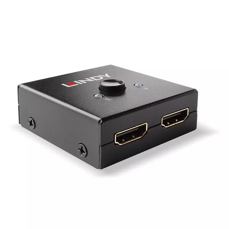Lindy 2 pordiga HDMI 18G kahesuunaline lüliti, HDMI, metall, must, 60 Hz, 18 Gbit/s, 3840 x 2160 pikslit