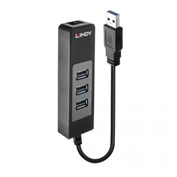 USB-jaotur ja Gigabit Etherneti muundur Lindy 43176