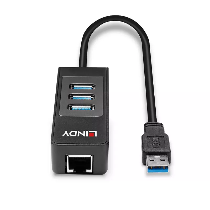 USB-jaotur ja Gigabit Etherneti muundur Lindy 43176