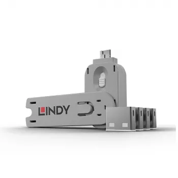 Pordiblokeerija Lindy USB-pordiblokeerija, komplektis 4 tk, värvikood valge