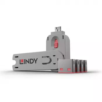 Pordiblokeerija Lindy USB-pordiblokeerijate komplekt, 4 tk, värvikood roosa
