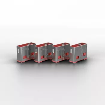 Pordiblokeerija Lindy USB-pordiblokeerijate komplekt, 4 tk, värvikood roosa