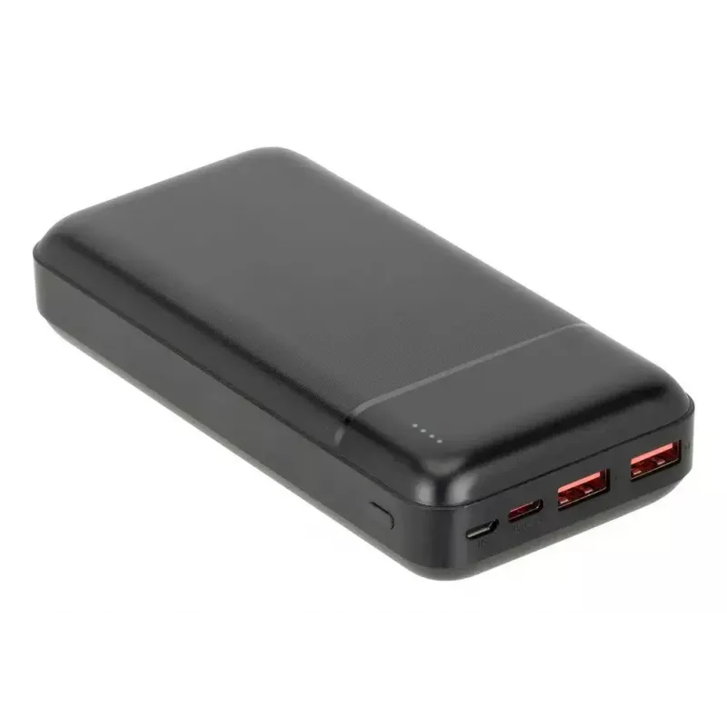 Portable Power Bank Rivacase VA2102 Lithium Polymer 20000 mAh, Quick Charge 3.0, 2×USB-A + 1×USB-C, 22.5 W, Must