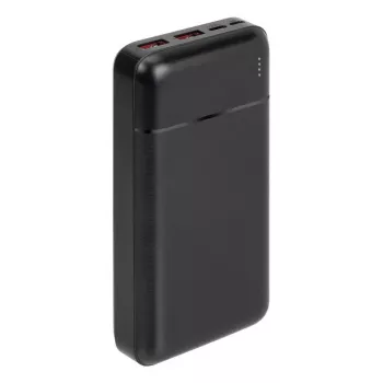 Portable Power Bank Rivacase VA2102 Lithium Polymer 20000 mAh, Quick Charge 3.0, 2×USB-A + 1×USB-C, 22.5 W, Must
