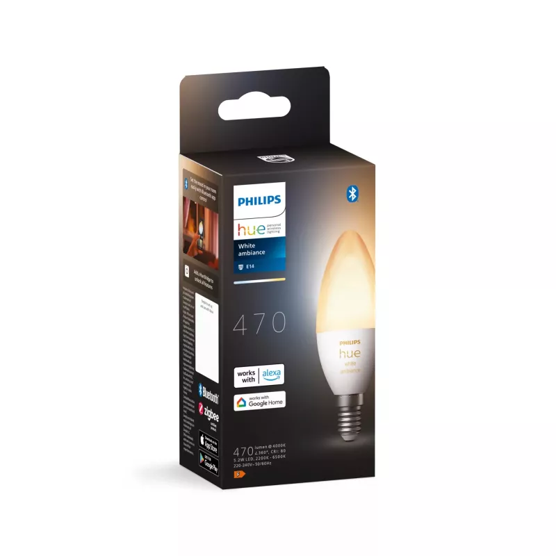 Smart bulb Philips Hue Valge ambience Candle E14, 5.2 W, Bluetooth/Zigbee, E14 fitting