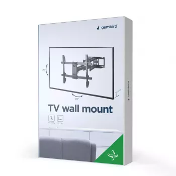 Seinale paigaldatav telerikinnitus Gembird WM-80ST-02 — fikseeritud/kallutatav, 37 tolli – 80 tolli, VESA kuni 600x400, 60 kg, must