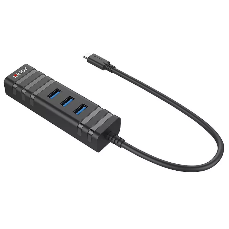 USB-jaotur Lindy USB 3.2 Type C Hub ja Gigabit Etherneti muundur