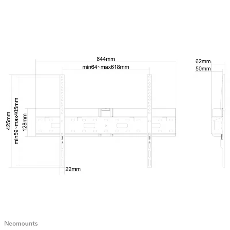 Neomounts LFD-W1640MP TV seinakinnitus 37–75 tolli – fikseeritud, 94 cm (37 tolli), 190,5 cm (75 tolli), 200 x 200 mm, 600 x 400 mm, teras, must