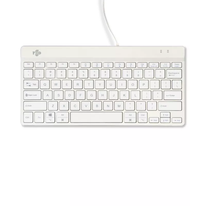 R-Go Tools ergonoomiline klaviatuur R-Go Compact Break, kompaktne klaviatuur koos pausitarkvaraga, QWERTY (US), juhtmega, valge