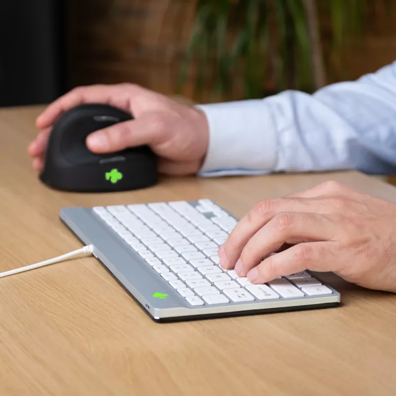 R-Go Tools ergonoomiline klaviatuur R-Go Compact Break, kompaktne klaviatuur koos pausitarkvaraga, QWERTY (US), juhtmega, valge